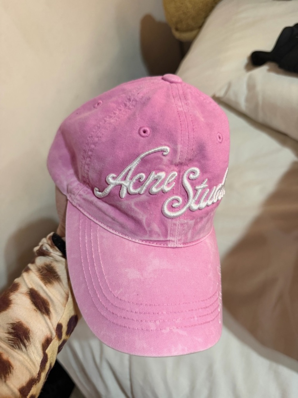 Acne Pink Tie-Dye Script Logo Baseball Cap - Picture 5 of 7